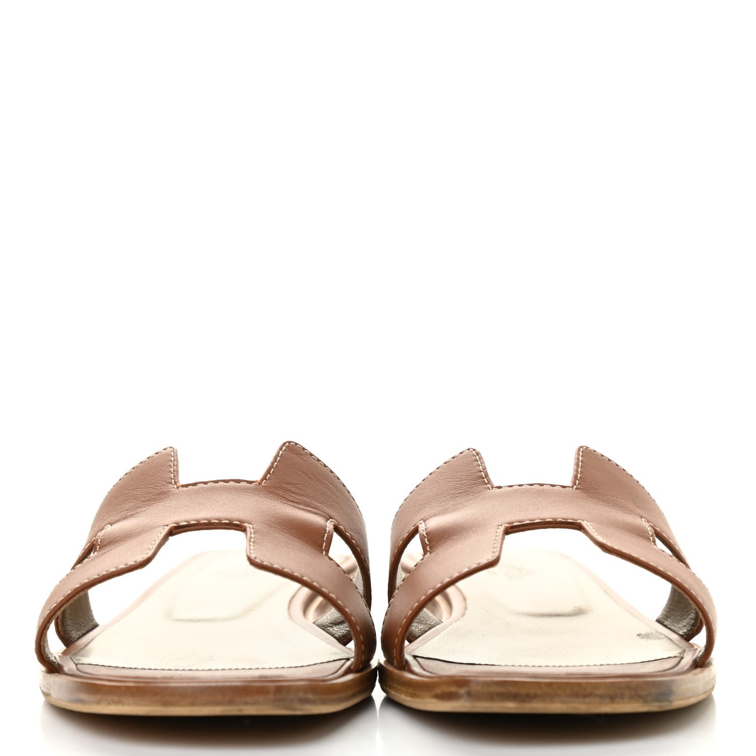 Hermes Box Calfskin Oran Sandals 39 Gold 2 of 15