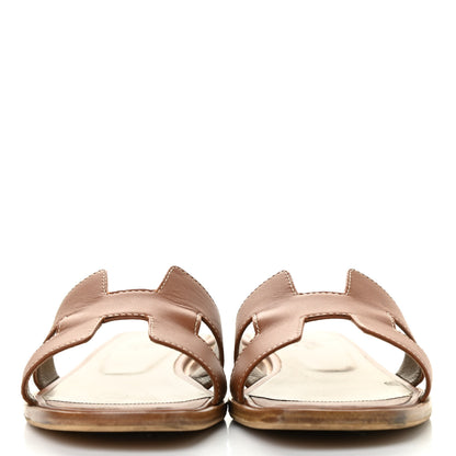 Hermes Box Calfskin Oran Sandals 39 Gold 2 of 15