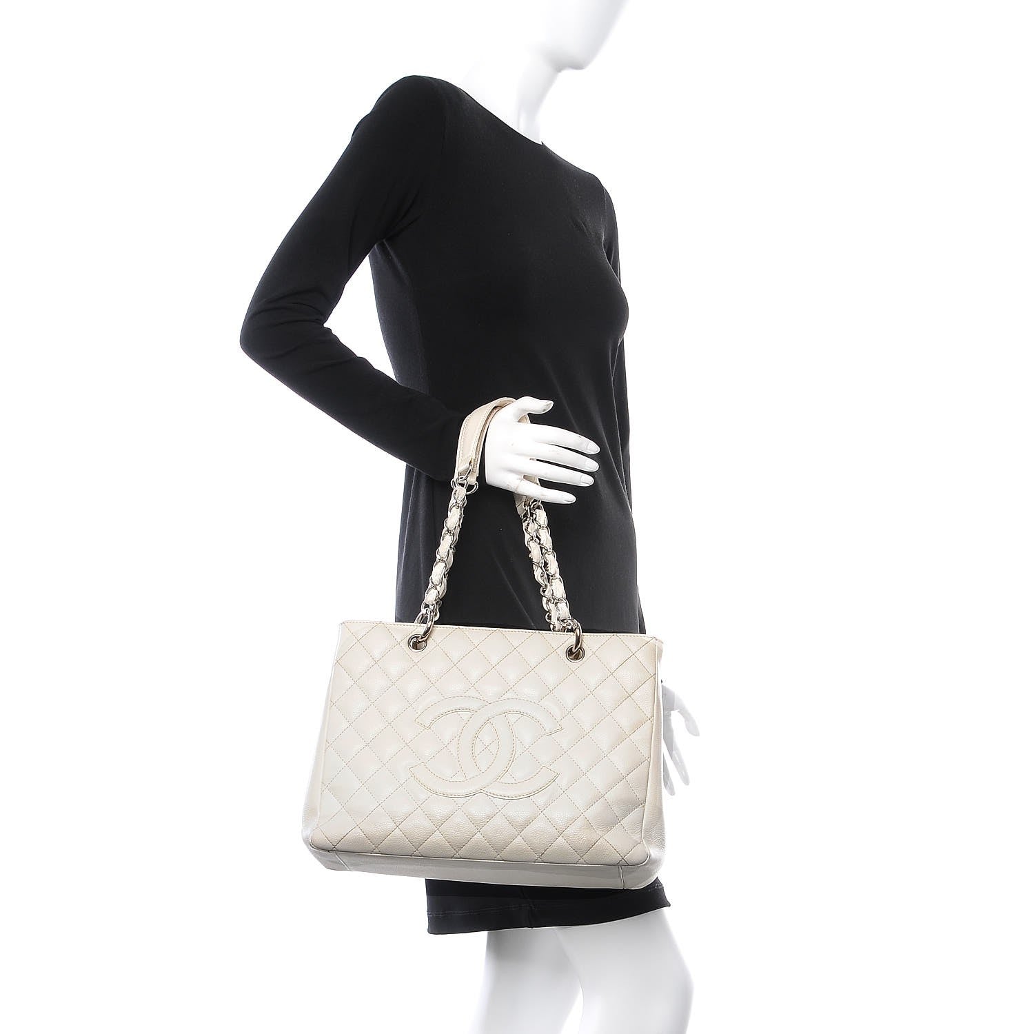 Chanel Caviar Quilted Grand Shopping Tote GST White 2 of 20