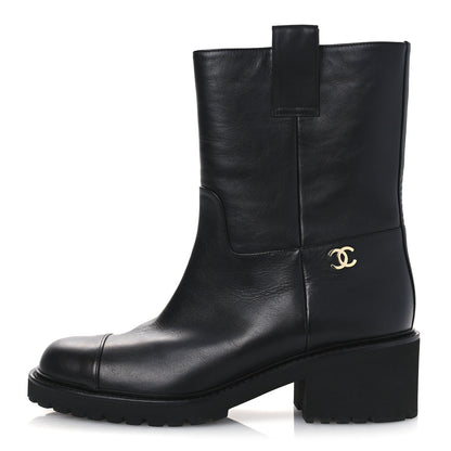 Chanel Calfskin CC Ankle Boots 39.5 Black 1 of 11
