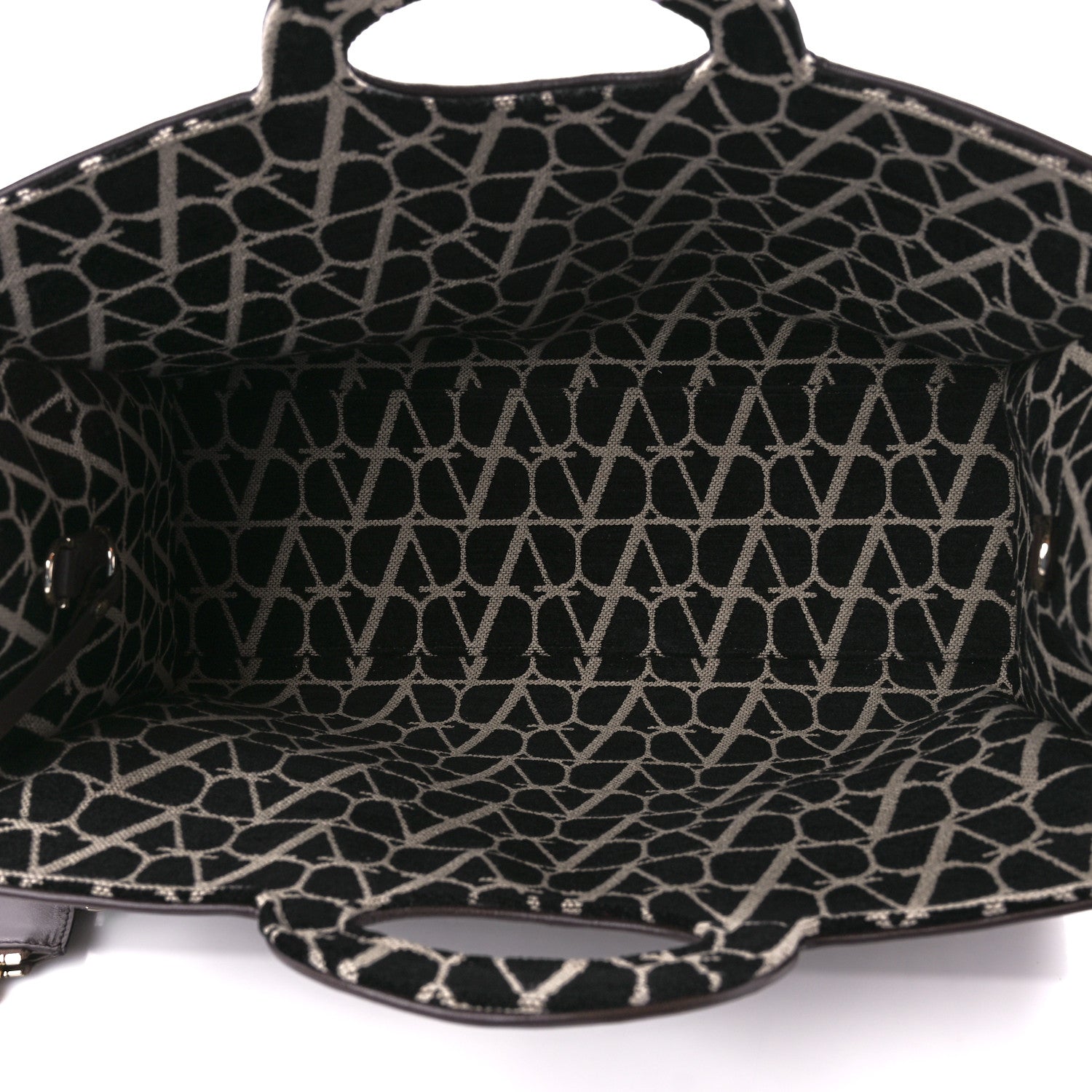 Valentino Garavani Toile Iconographe Goatskin Le Troisieme Shopping Bag Naturale Black Fondant 6 of 11