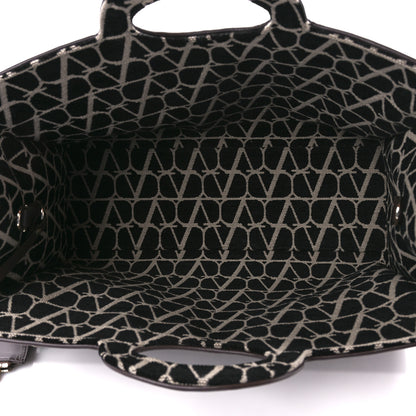 Valentino Garavani Toile Iconographe Goatskin Le Troisieme Shopping Bag Naturale Black Fondant 6 of 11