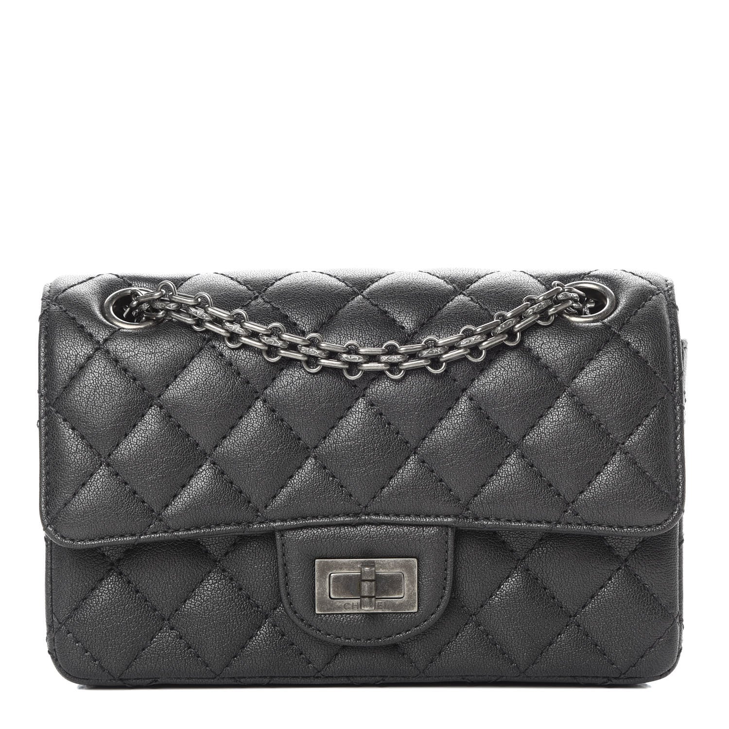 Chanel Metallic Sheepskin Quilted 2.55 Reissue Mini Flap Dark Silver 1 of 12