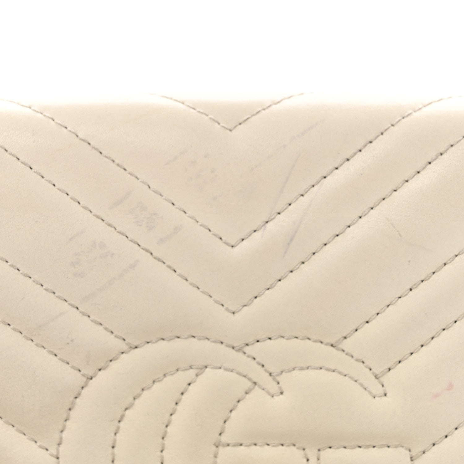 Gucci Calfskin Matelasse GG Marmont Chain Wallet Mystic White 11 of 11