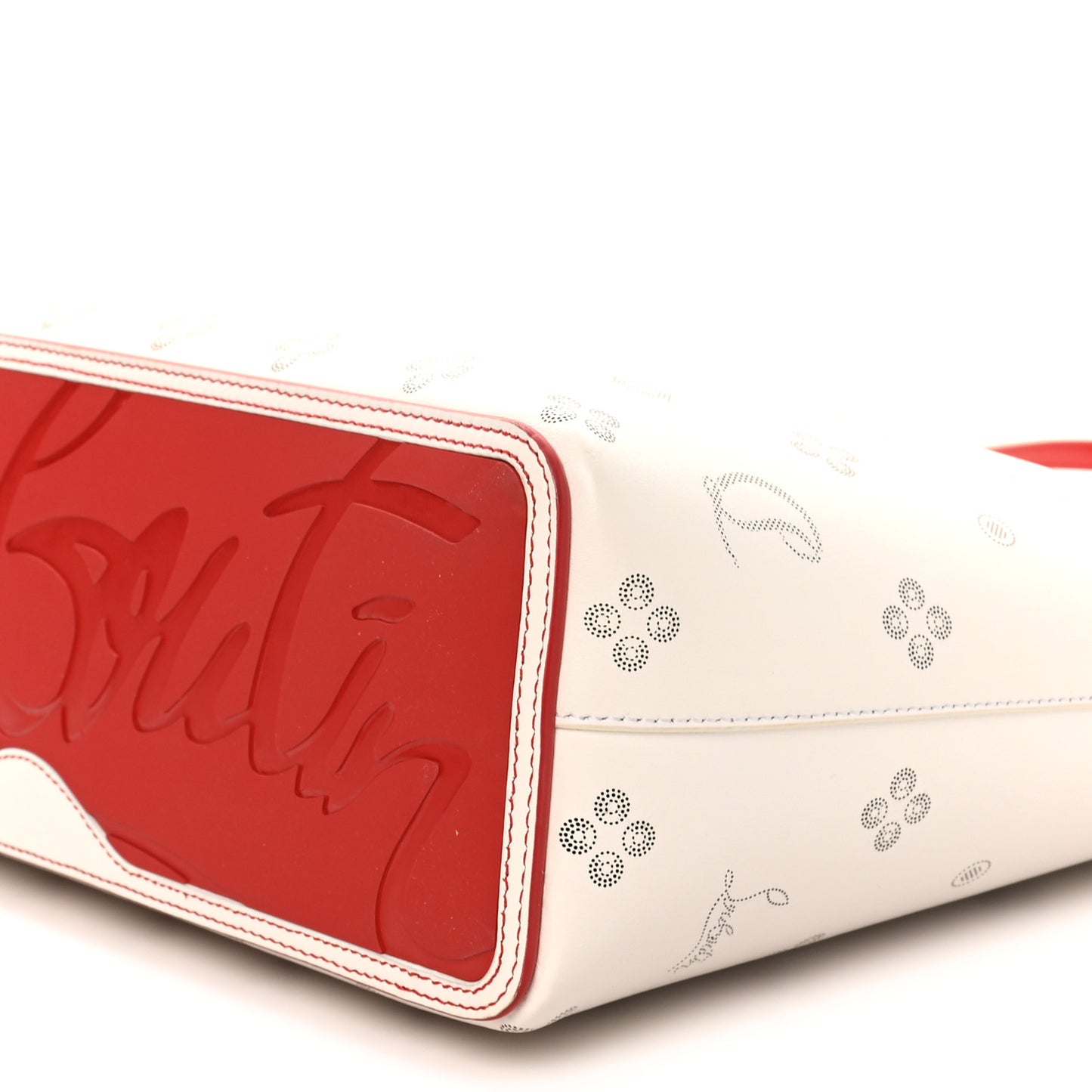 Calfskin Loubinthesky Mini East West Cabata Tote White