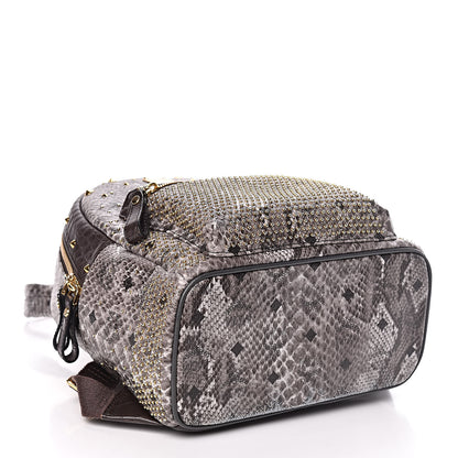 MCM Visetos Snakeskin Printed Studded Small Stark Backpack Light Grey 4 of 15