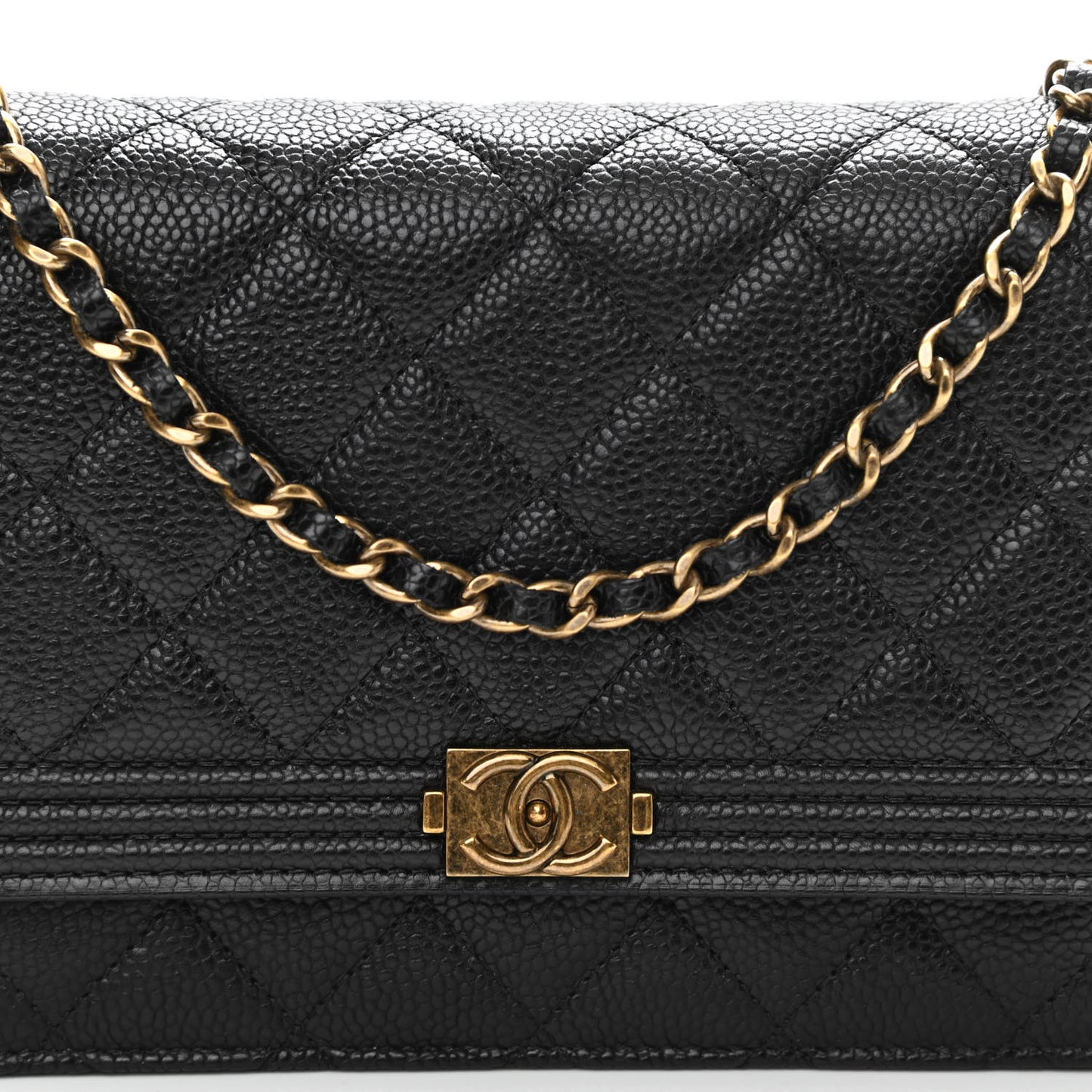 Caviar Quilted Boy Wallet On Chain WOC Black