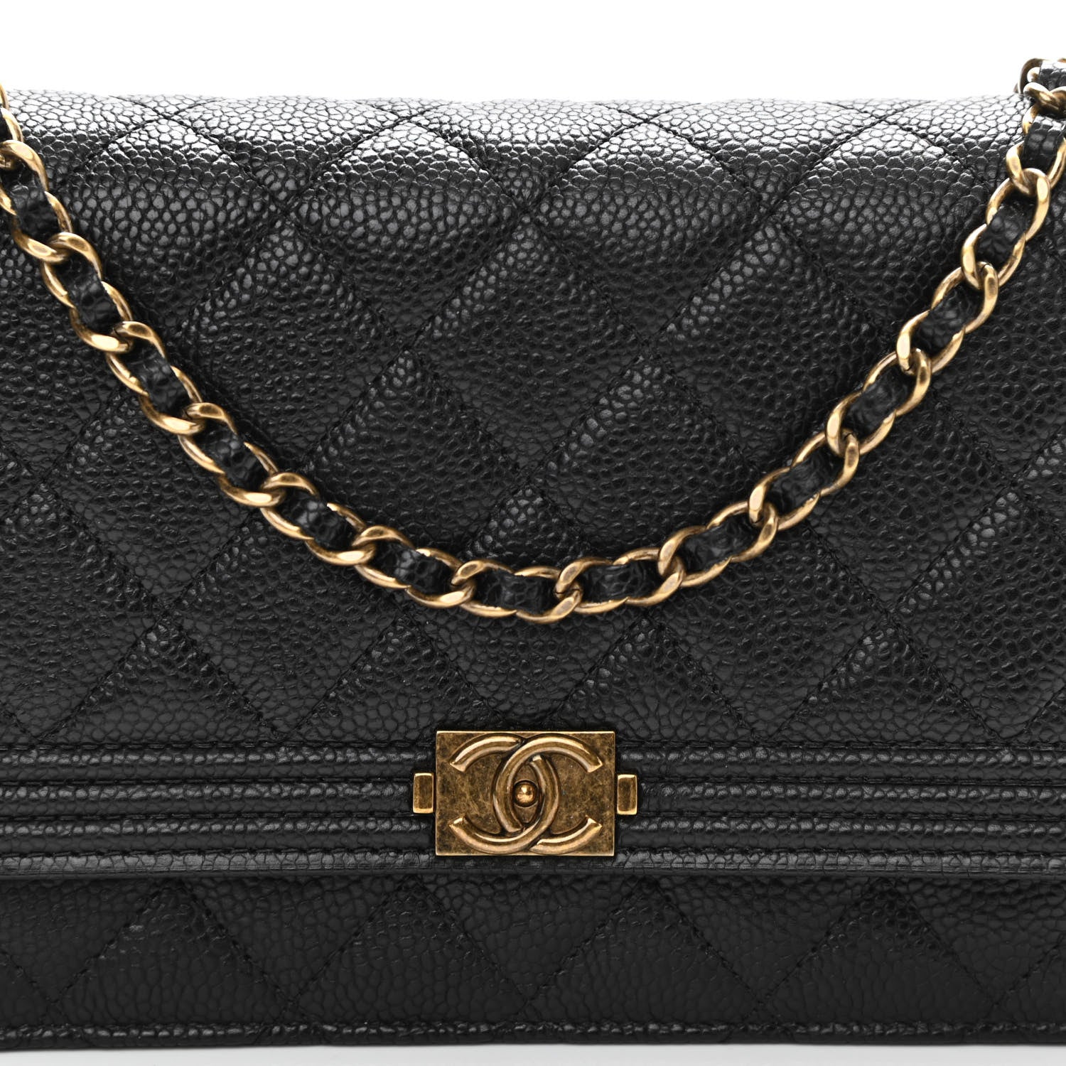 Chanel Caviar Quilted Boy Wallet On Chain WOC Black 9 of 11