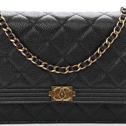 Chanel Caviar Quilted Boy Wallet On Chain WOC Black 9 of 11