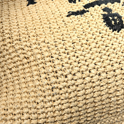 Prada Yarn Raffia Effect Crochet Embroidered Logo Tote Naturale 10 of 12