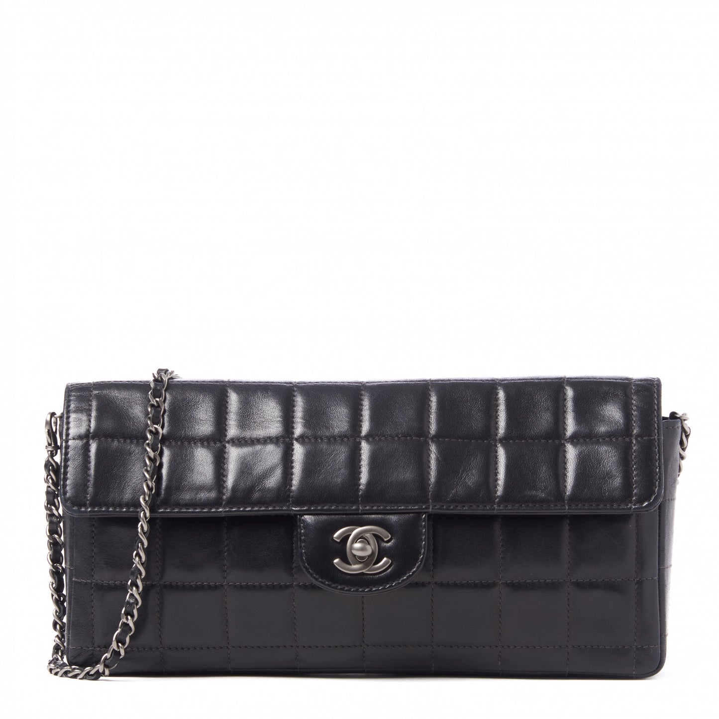 Lambskin East West Chocolate Bar Flap Black