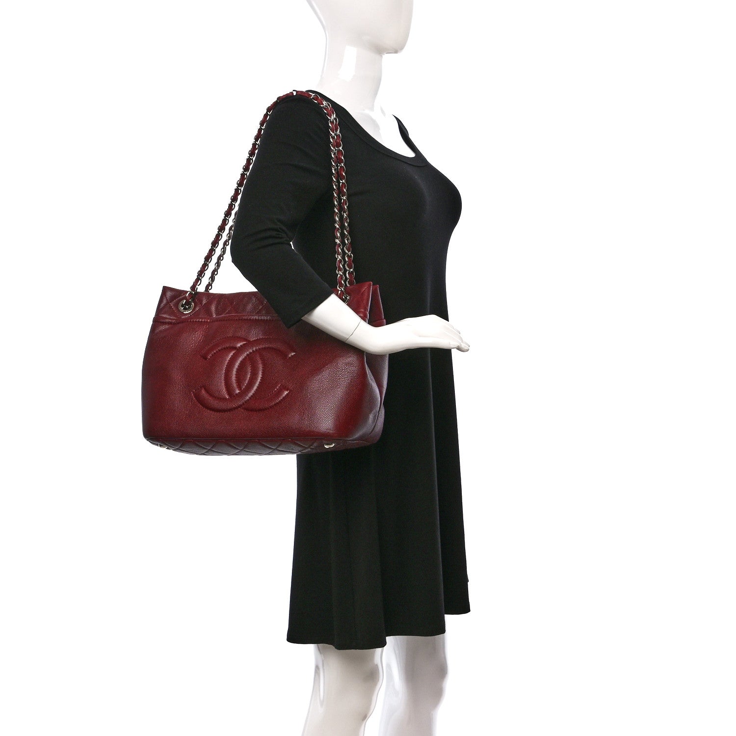 Chanel Caviar Quilted Large Timeless CC Soft Tote Dark Red 2 of 13