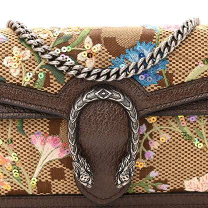 Gucci Monogram Jumbo GG Textured Dollar Calfskin Embroidered Super Mini Dionysus Shoulder Bag Camel Ebony New Acero Multicolor 7 of 10