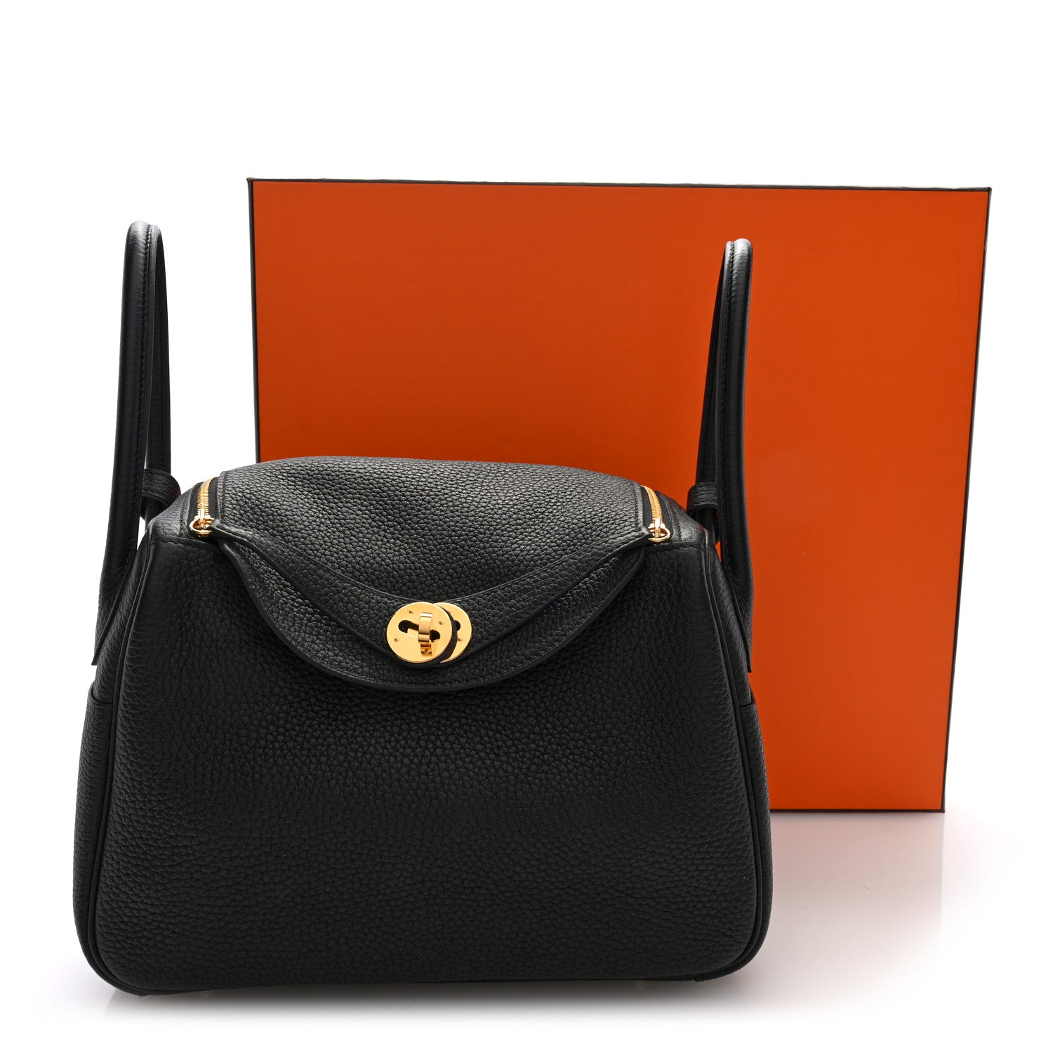 Hermes Taurillon Clemence Lindy 26 Black 11 of 11