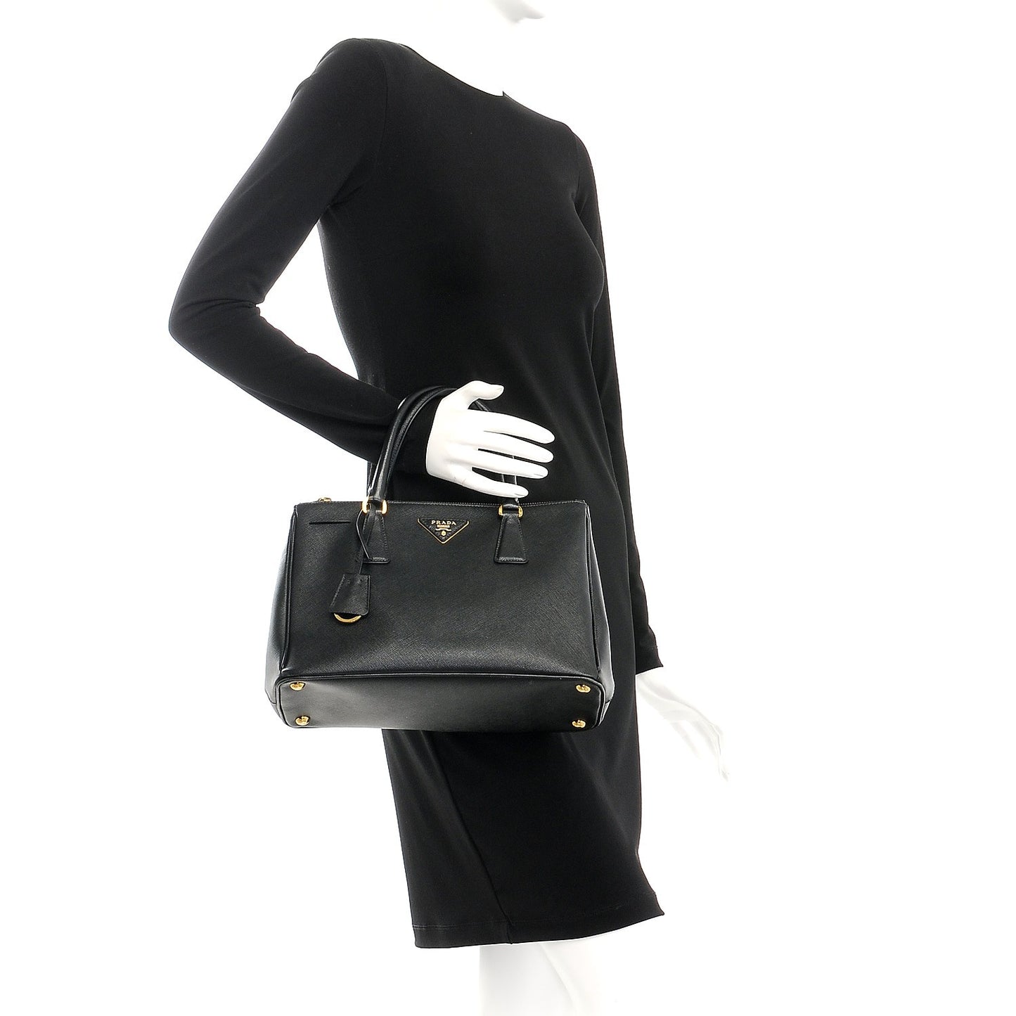 Saffiano Small Galleria Double Zip Tote Black