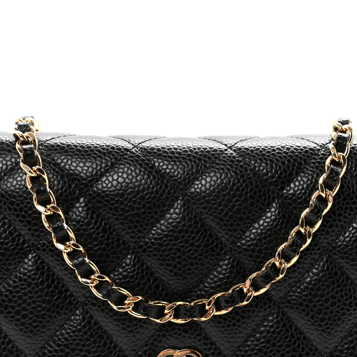 Caviar Quilted Wallet on Chain WOC Black
