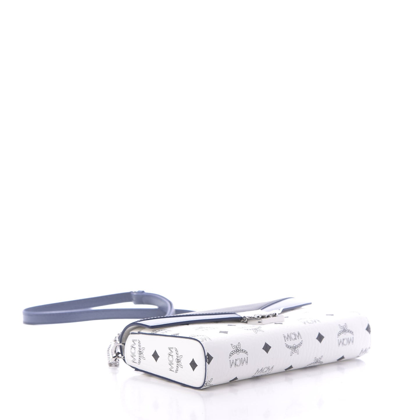 Calfskin Visetos Monogram Millie Color Block Crossbody Bag White Mood Indigo
