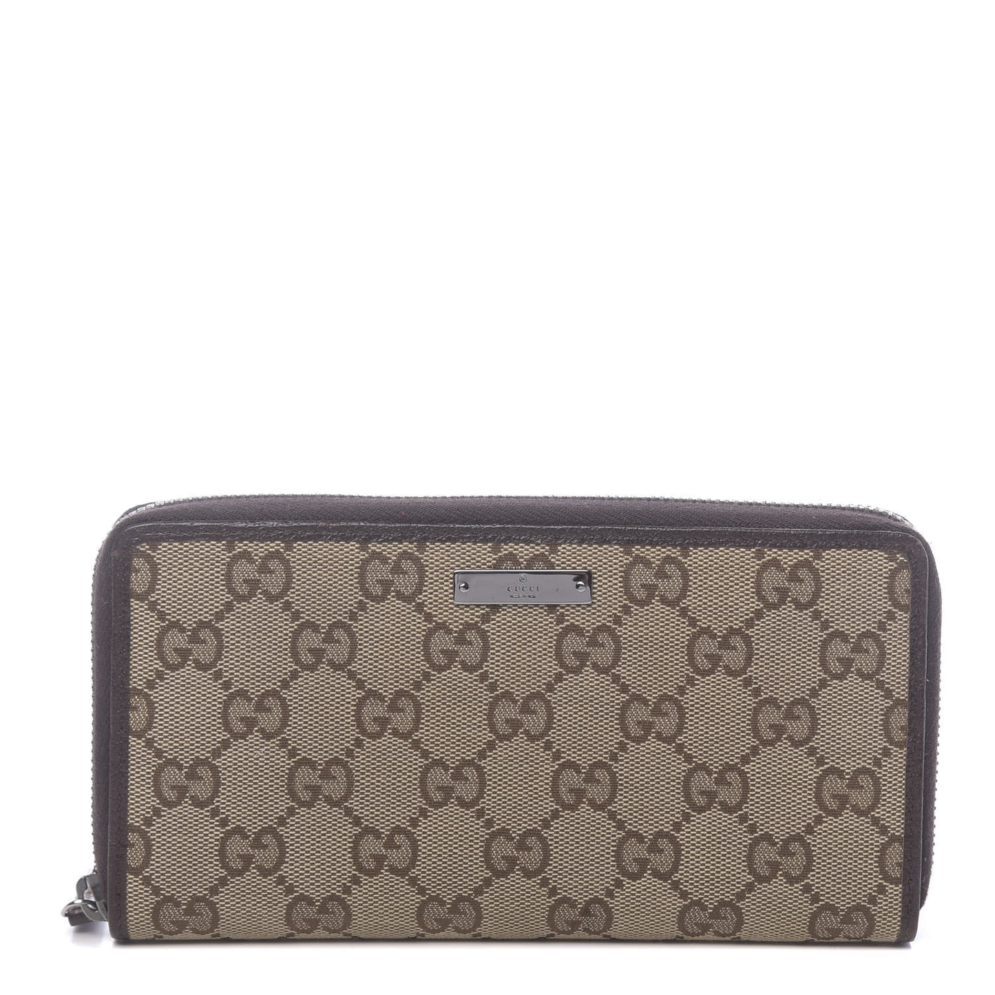 Monogram Metal Bar Zip Around Wallet Dark Brown