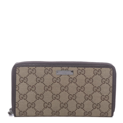 Gucci Monogram Metal Bar Zip Around Wallet Dark Brown 1 of 6