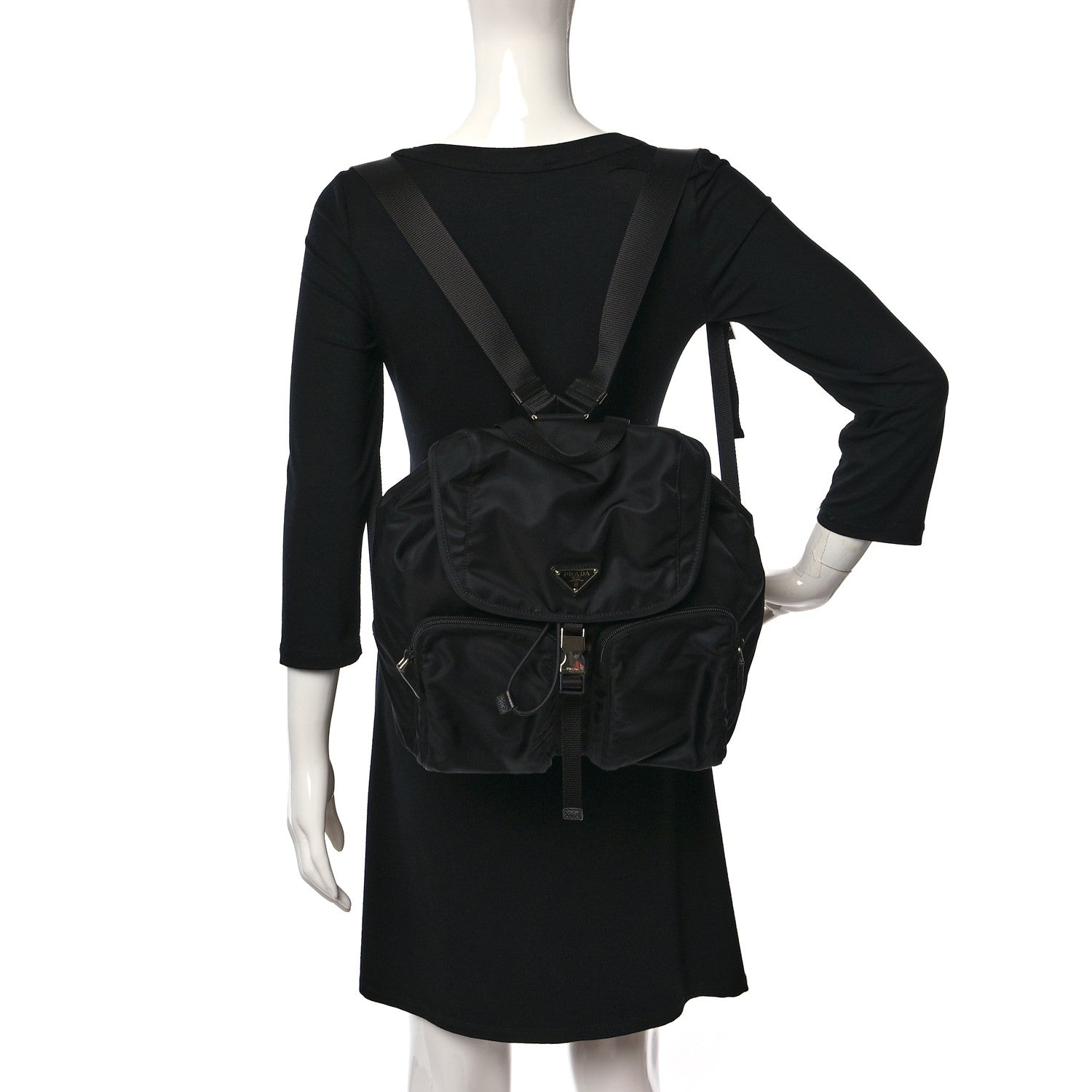 Prada Tessuto Nylon Saffiano Vela Backpack Black 2 of 9