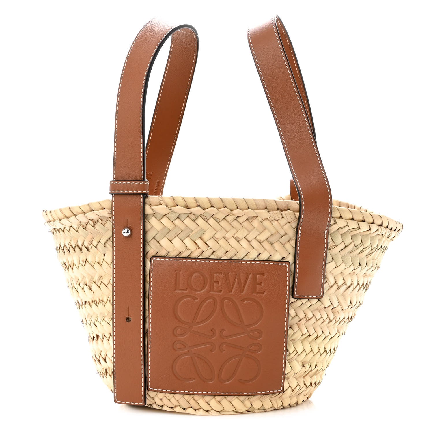 Loewe Raffia Small Basket Tote Bag Natural Tan 1 of 8