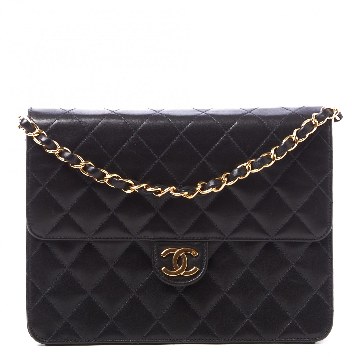 Lambskin Quilted Small Single Flap Black