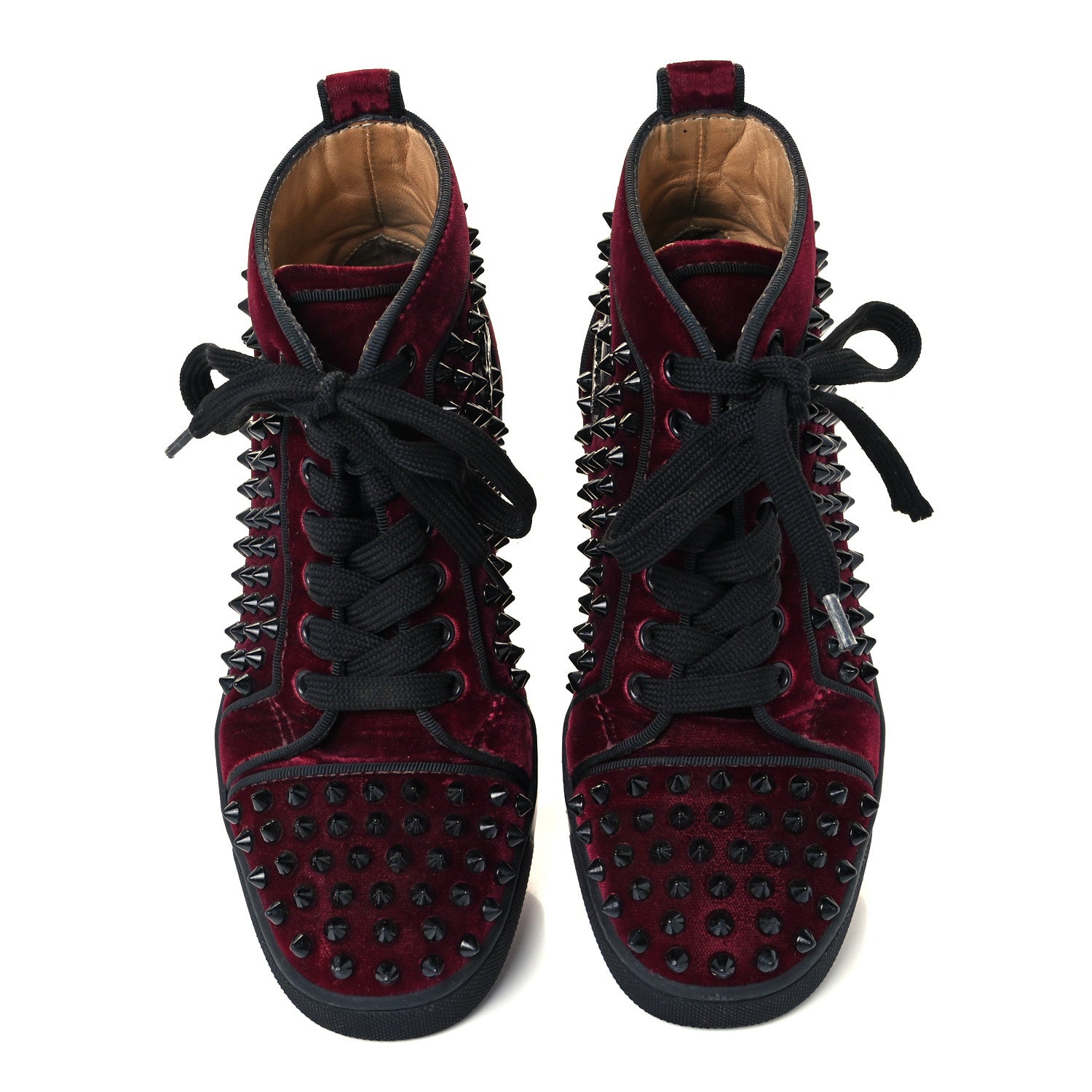 Christian Louboutin Velvet Spikes Sneakers 35.5 Dark Red 5 of 12