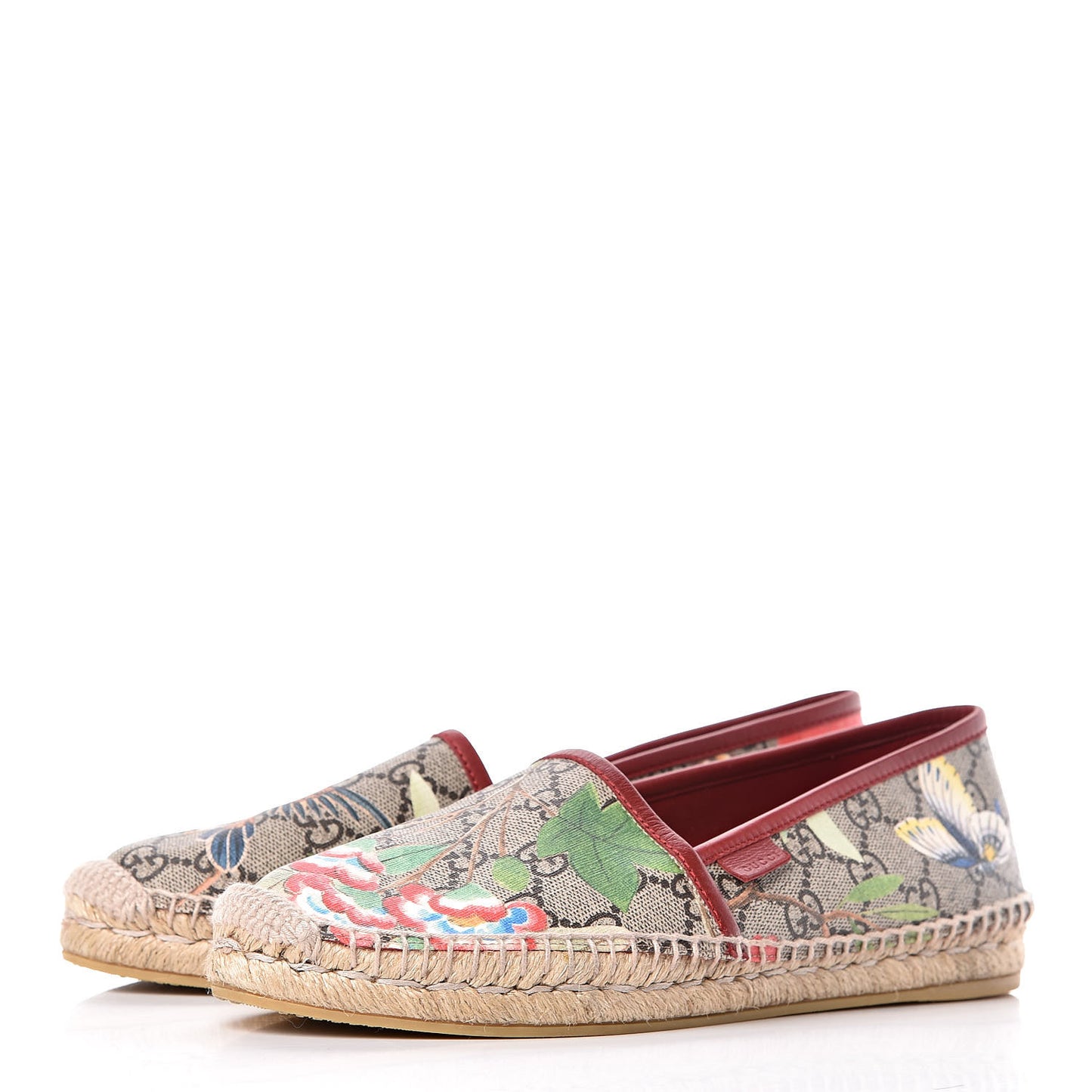 GG Supreme Monogram Tian Womens Espadrilles 38.5 Beige Multicolor Red