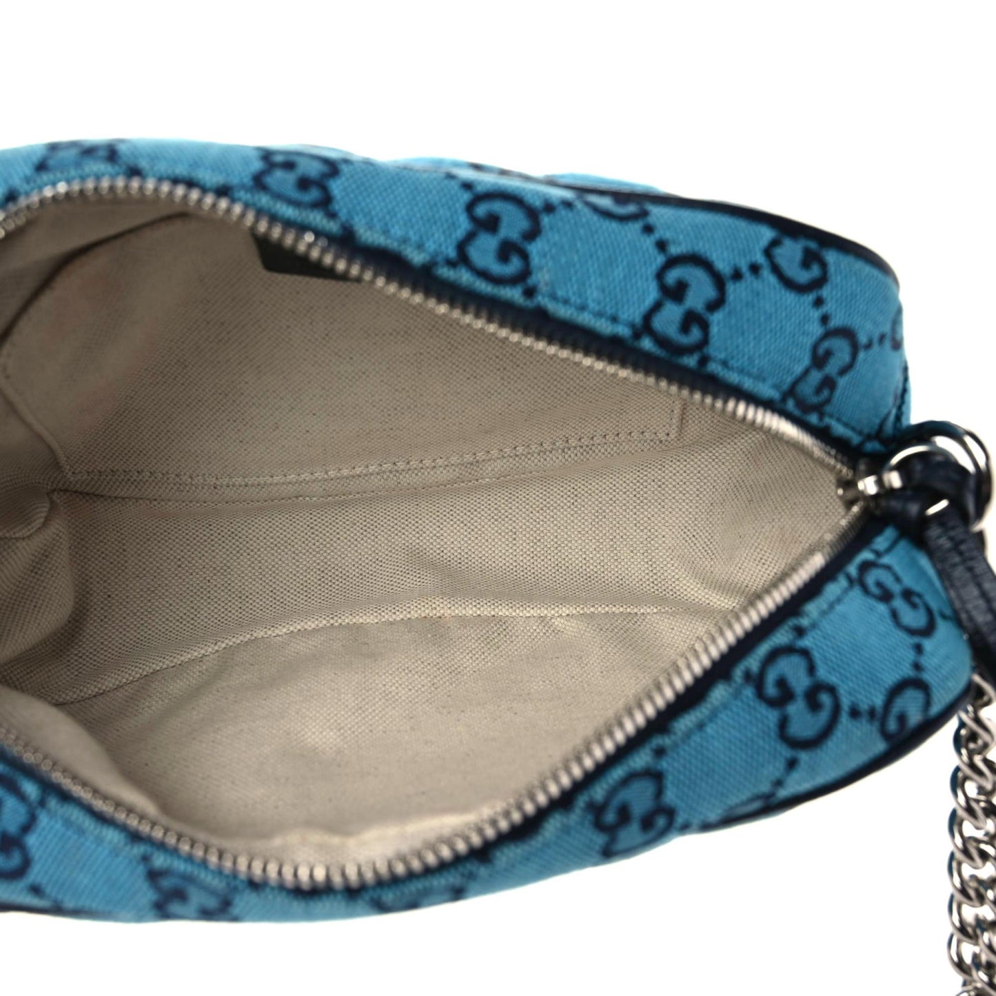 Monogram Multicolor Matelasse Diagonal Small GG Marmont Chain Shoulder Bag Light Blue
