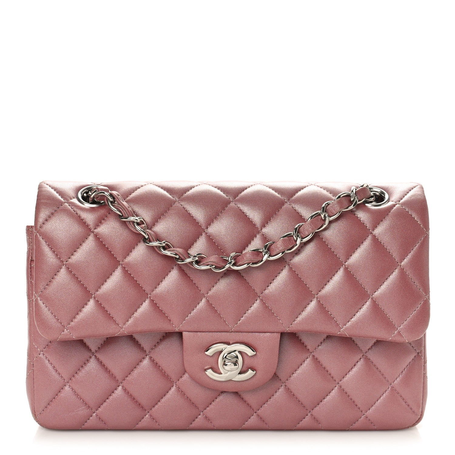 Chanel Metallic Lambskin Quilted Small Double Flap Pink 1 of 16