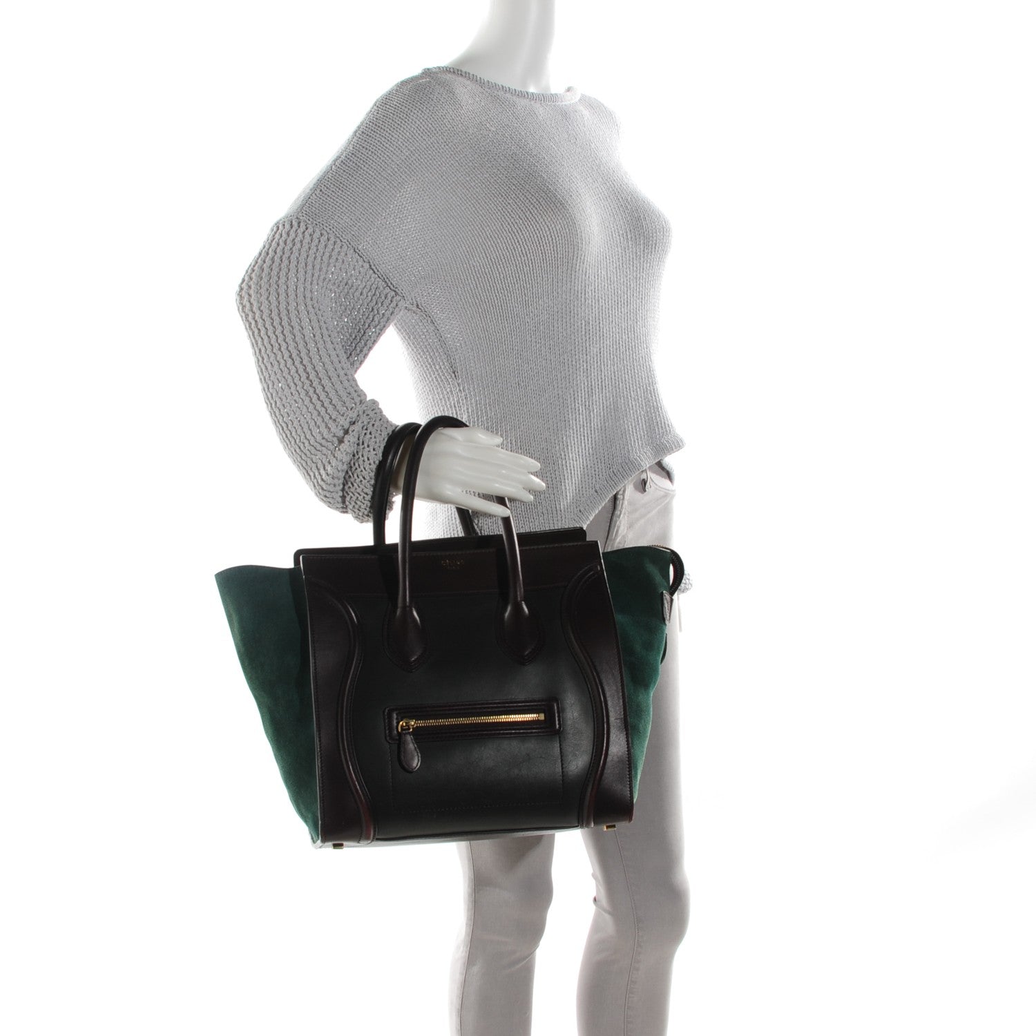 Celine Smooth Calfskin Suede Mini Tri-Color Luggage Burgundy 2 of 8