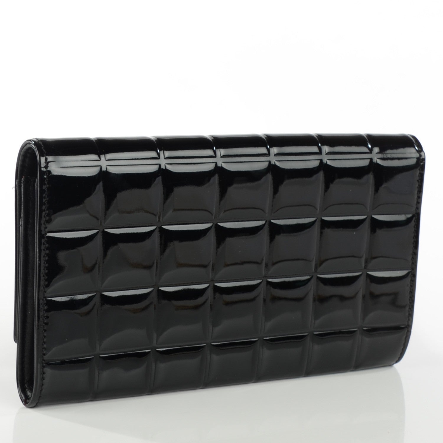 Chanel Patent Chocolate Bar Quilted Long Wallet Black 3 of 7