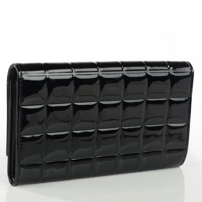 Chanel Patent Chocolate Bar Quilted Long Wallet Black 3 of 7