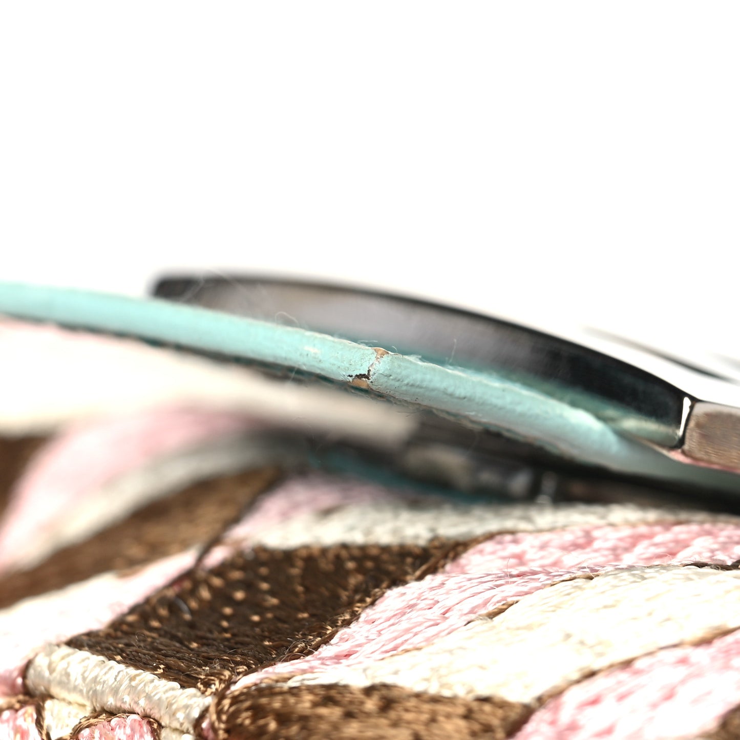 Fabric Lizard Crystal Embroidered Baguette Celeste
