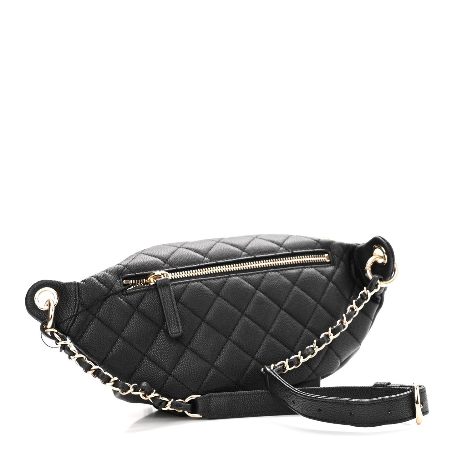 Caviar Quilted Filigree Waist Bag Black