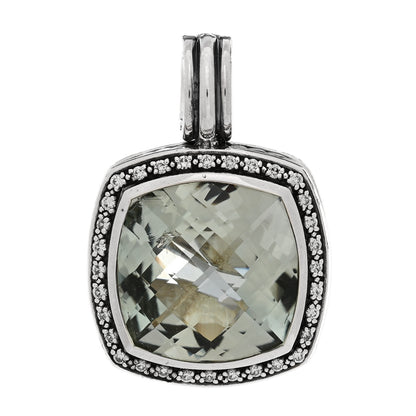 David Yurman Sterling Silver Diamond Prasiolite 17mm Moonlight Ice Enhancer Pendant 1 of 6