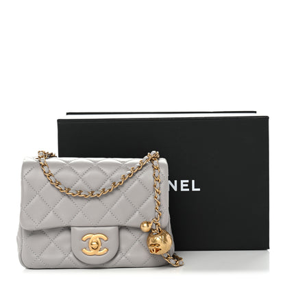 Chanel Lambskin Quilted Mini Pearl Crush Flap Light Grey 12 of 12