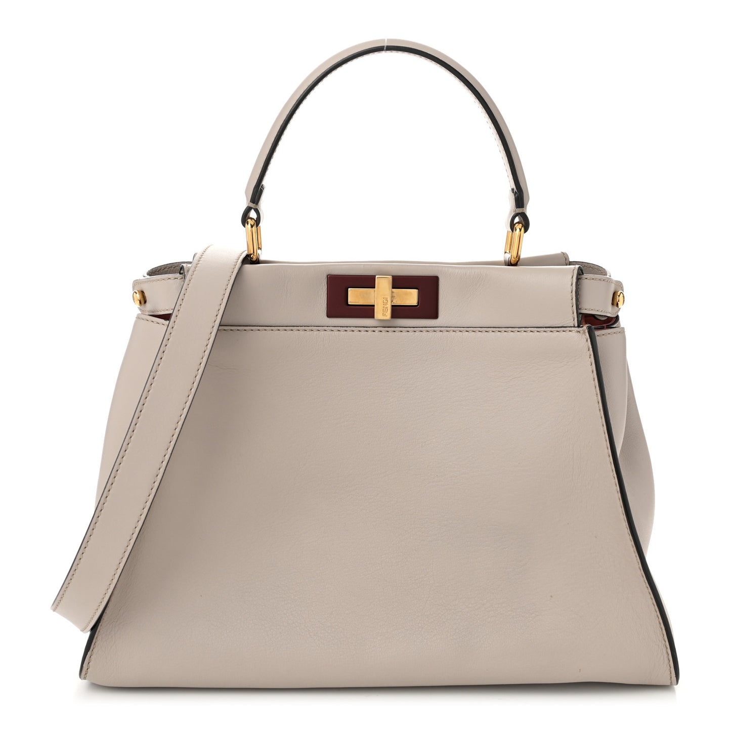 Vitello Seta Shiny Nappa Medium Peekaboo Iconic Satchel Grigio Polvere Bois de Rose