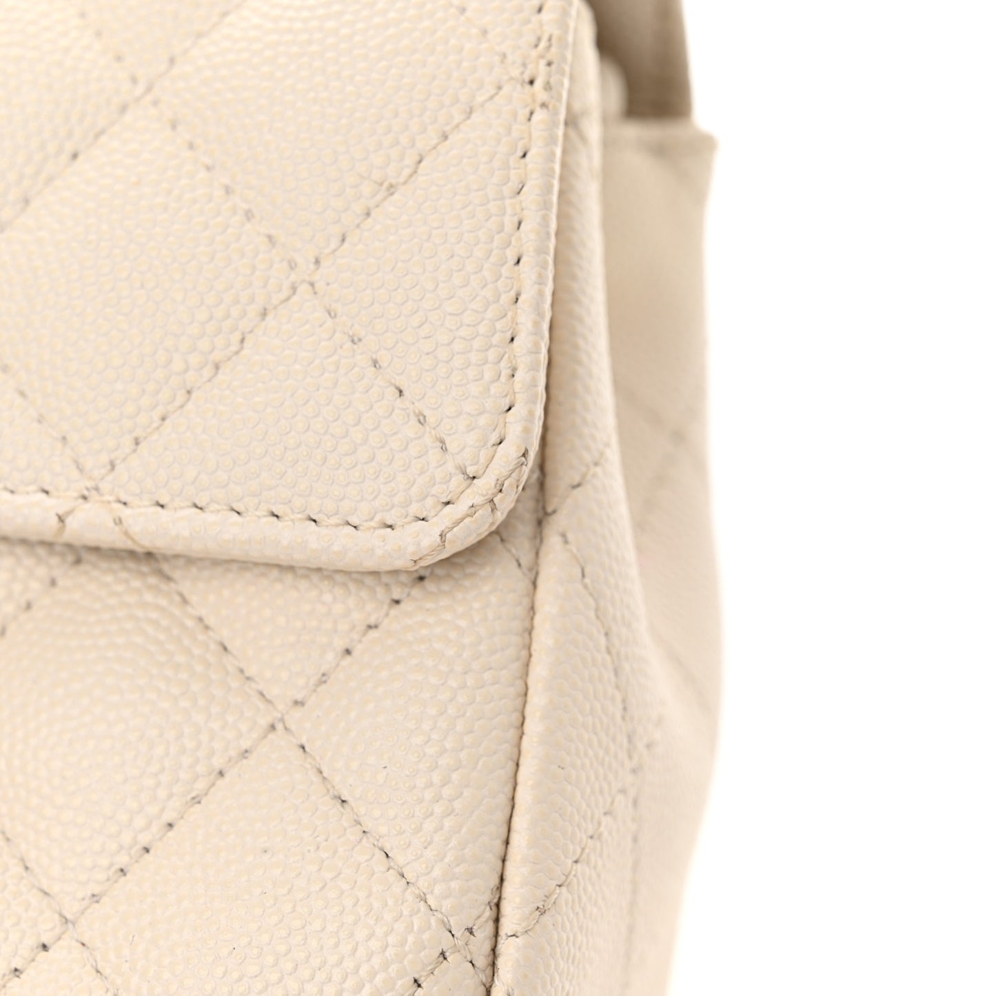 Caviar Quilted Mini Rectangular Flap White