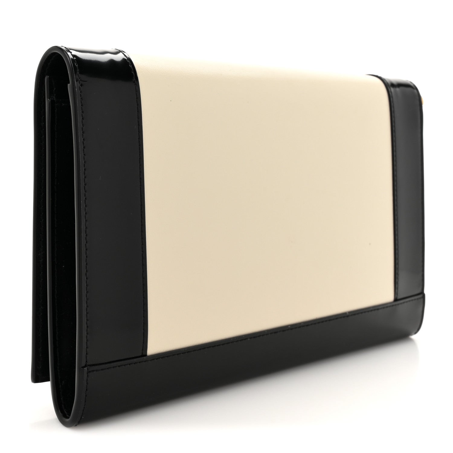 Saint Laurent Nappa Patent Calfskin Two-Toned Monogram Pouch Alabastro Black 3 of 11