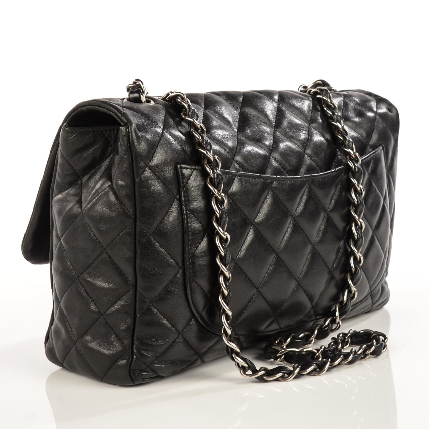 Washed Lambskin Quilted Jumbo Hybrid Reissue Flap Black