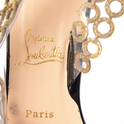 Christian Louboutin Patent PVC Malaika Half Dorsay 120 Pumps 37.5 Black Gold 6 of 10