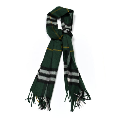 Burberry Cashmere Giant Heritage Check Fringe Scarf Dark Fern Green 1 of 3