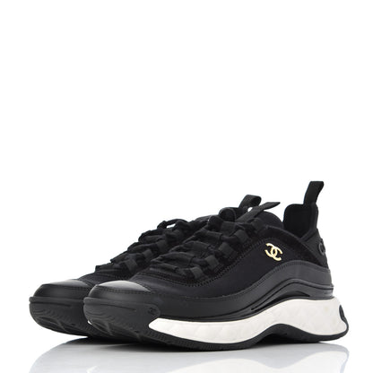 Chanel Velvet Calfskin Mixed Fibers CC Sneakers 38.5 Black 3 of 17