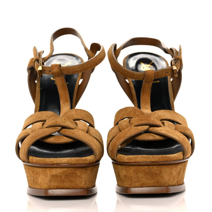 Saint Laurent Suede Tribute 105 Platform Sandals 40 Tan 2 of 9