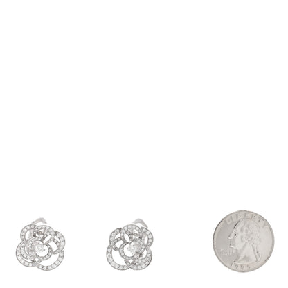 Chanel 18K White Gold Diamond Fil de Camelia Earrings 2 of 4