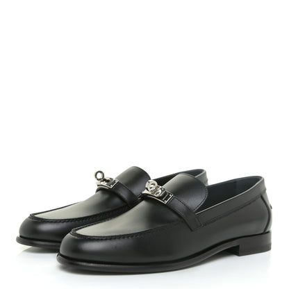 Hermes Calfskin Womens Destin Loafers 37 Black 3 of 16