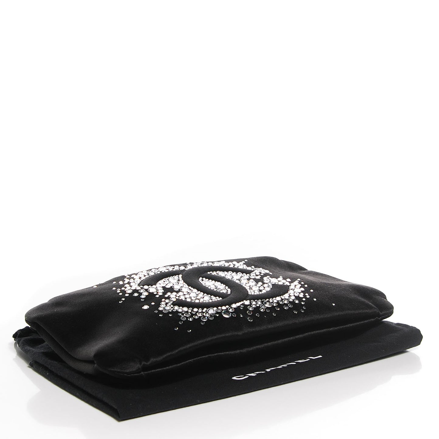 Satin Diamante Evening Clutch Bag Black