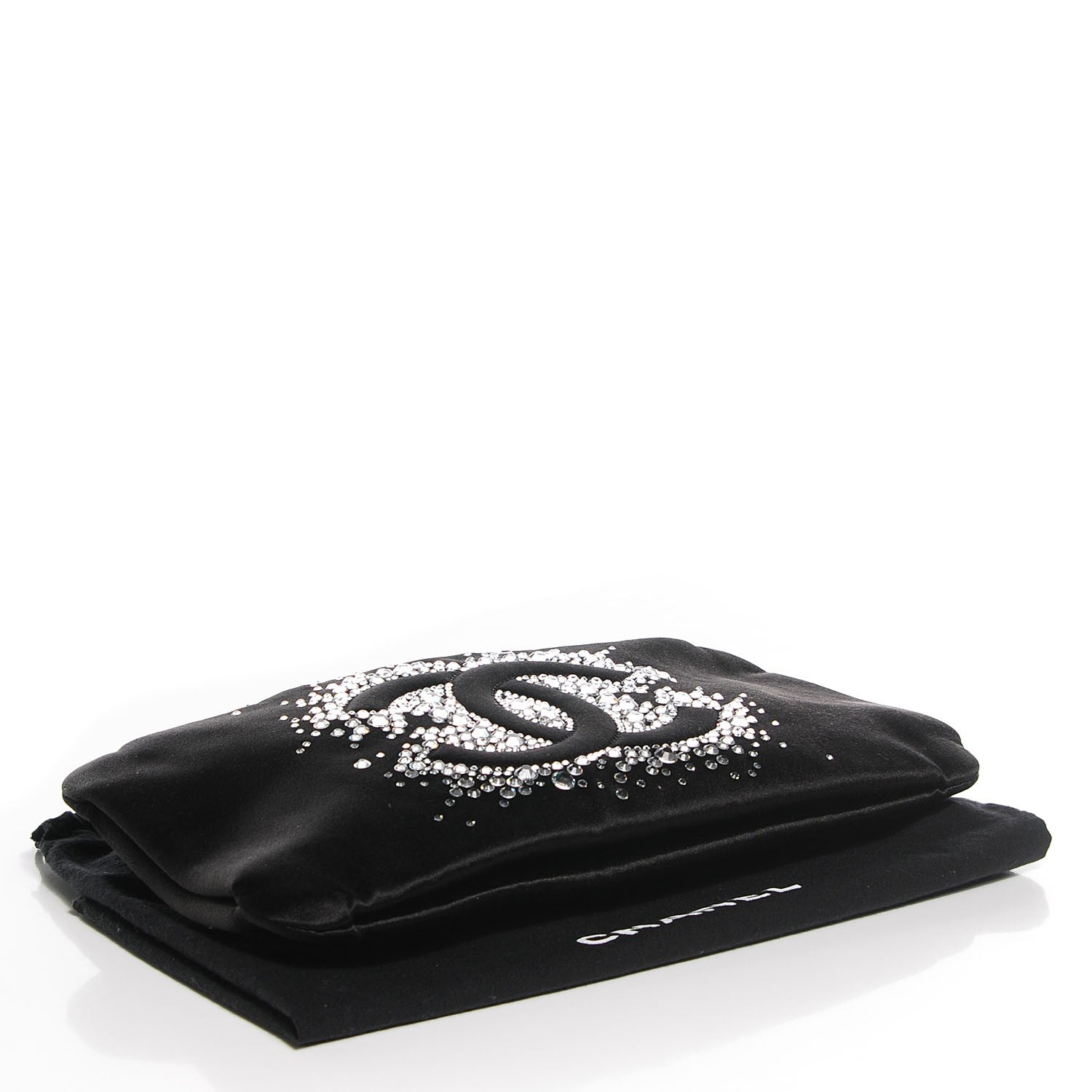 Chanel Satin Diamante Evening Clutch Bag Black 4 of 7