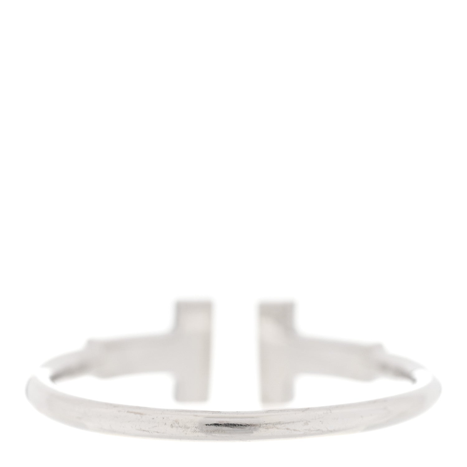 Tiffany 18K White Gold Diamond T Wire Ring 54 7 3 of 4